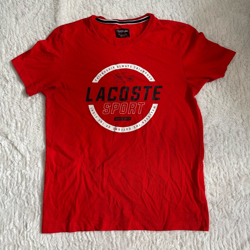 Women's Lacoste Sport Red Crew Neck Tee